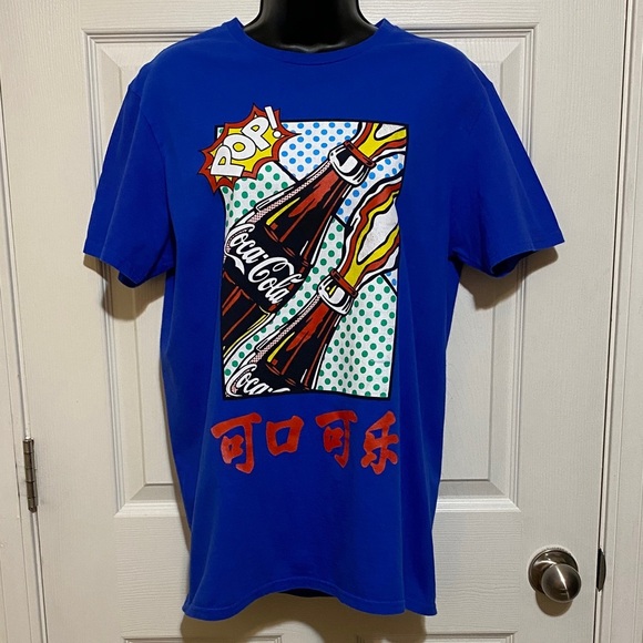 Coca Cola Bold Blue Pop Art  T-Shirt Medium - Picture 1 of 4